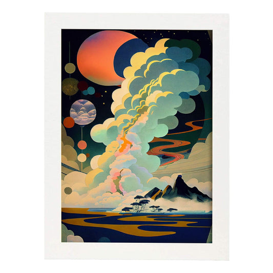 Nacnic Abstract Surreal Ukiyo 33. Impresiones de arte estético de pared para el diseño de dormitorio o sala de estar.-Artwork-Nacnic-A4-Marco Blanco-Nacnic Estudio SL