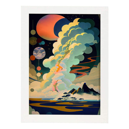 Nacnic Abstract Surreal Ukiyo 3. estampados de arte estético de pared para el diseño de dormitorio o sala de estar.-Artwork-Nacnic-A4-Marco Blanco-Nacnic Estudio SL