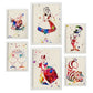 Set de 6 láminas acuarela de Alicia en el País de las Maravillas con personajes clásicos como Alicia, Sombrerero y Reina para decorar espacios infantiles – 2 grandes y 4 medianos