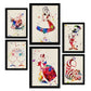 Set de 6 láminas acuarela de Alicia en el País de las Maravillas con personajes clásicos como Alicia, Sombrerero y Reina para decorar espacios infantiles – 2 grandes y 4 medianos