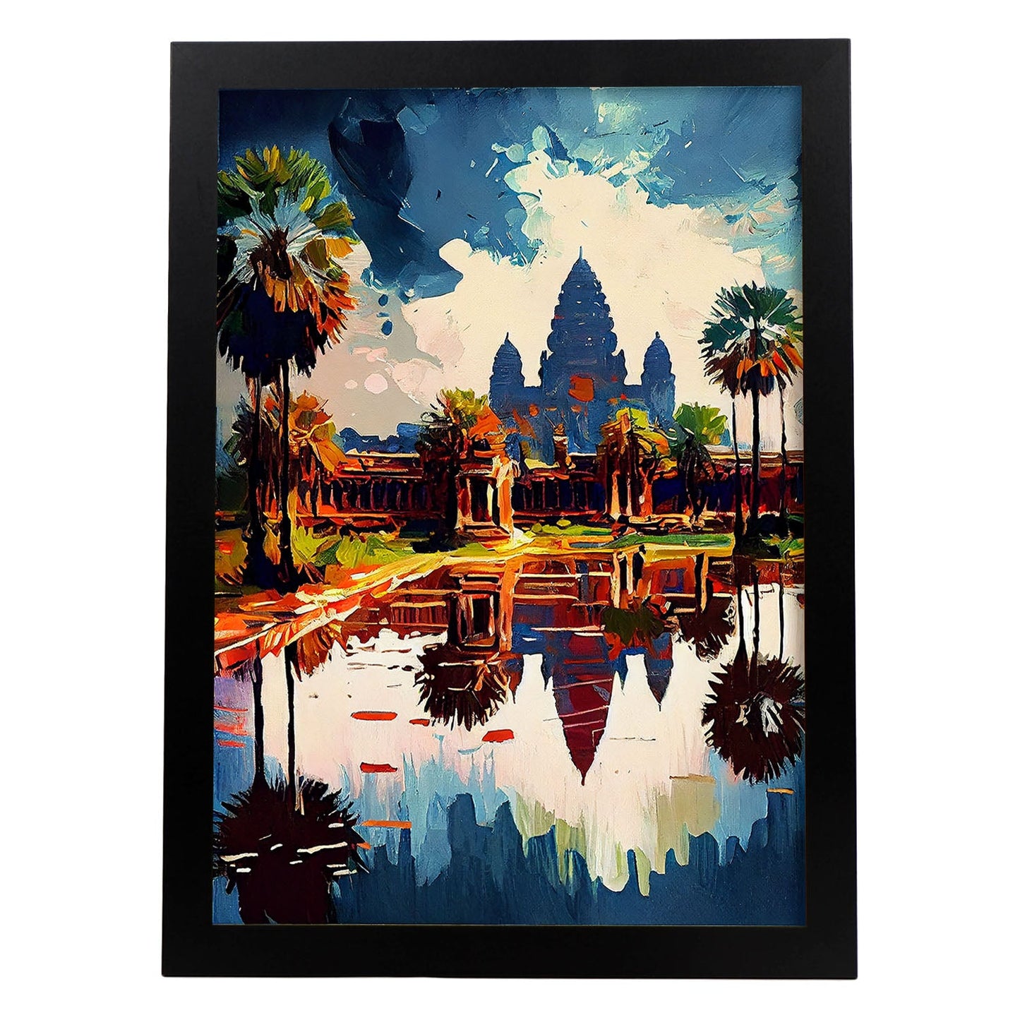 Nacnic Angkor Wat Siem Reap Camboya Cepillo de pintura al óleo Str. Estampados de arte de pared estético para el diseño de dormitorio o sala de estar.-Artwork-Nacnic-A4-Sin marco-Nacnic Estudio SL