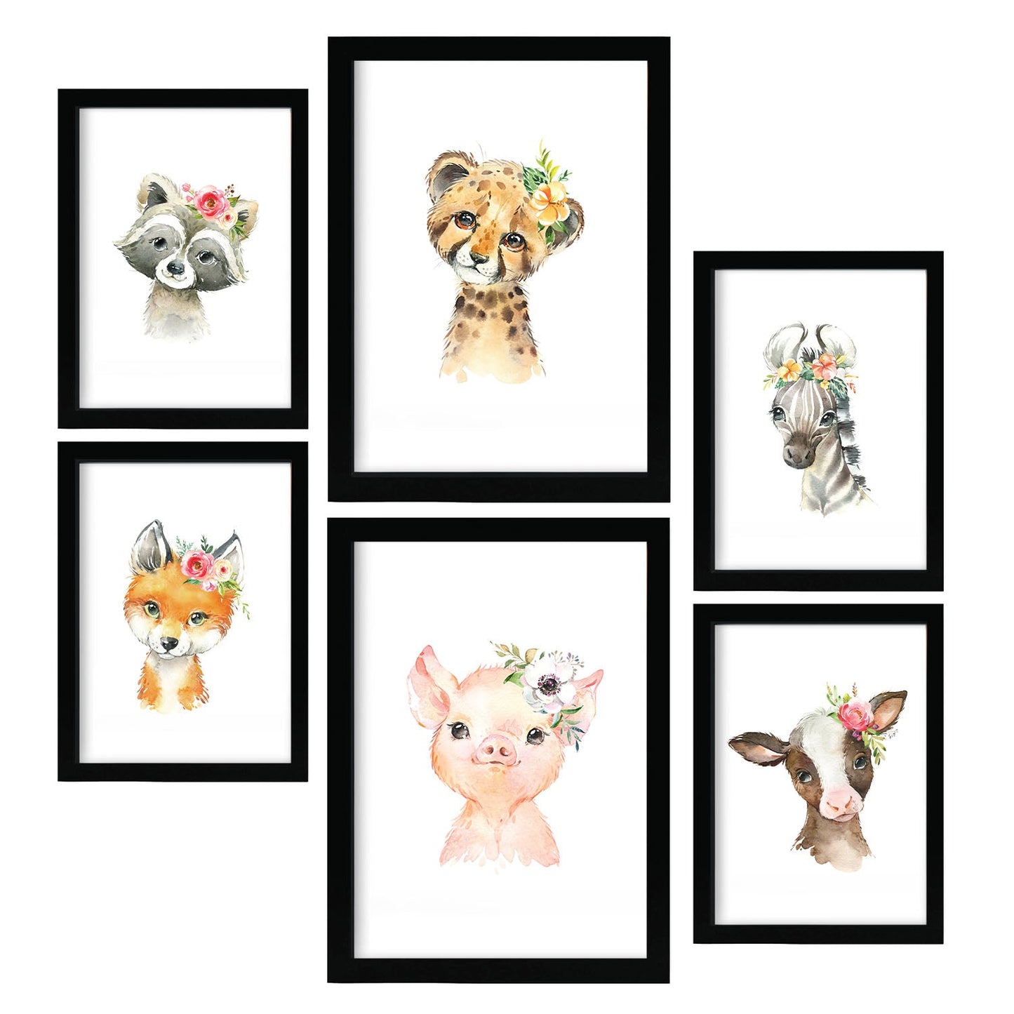 Nacnic animales flores. Aesthetic Wall Art Prints for Bedroom or Living Room Design.