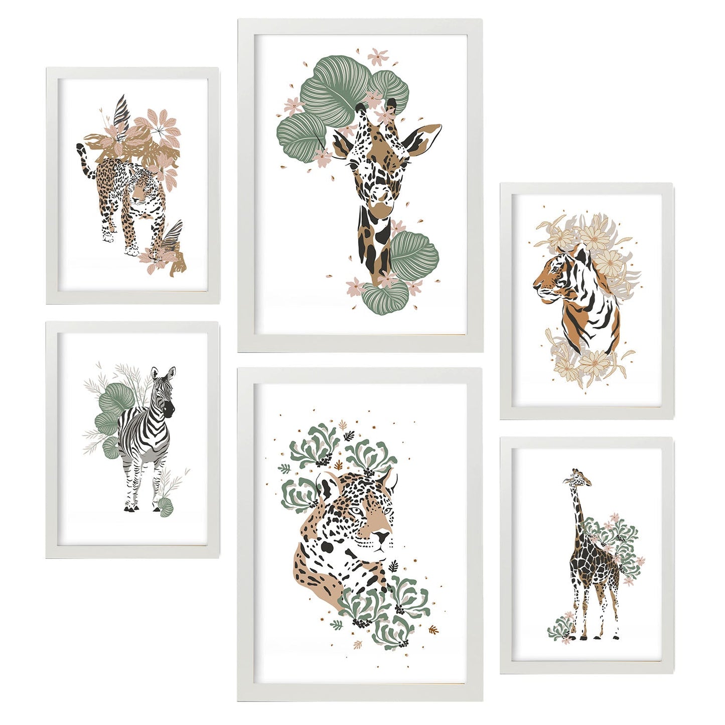 Nacnic animales selva. Aesthetic Wall Art Prints for Bedroom or Living Room Design.