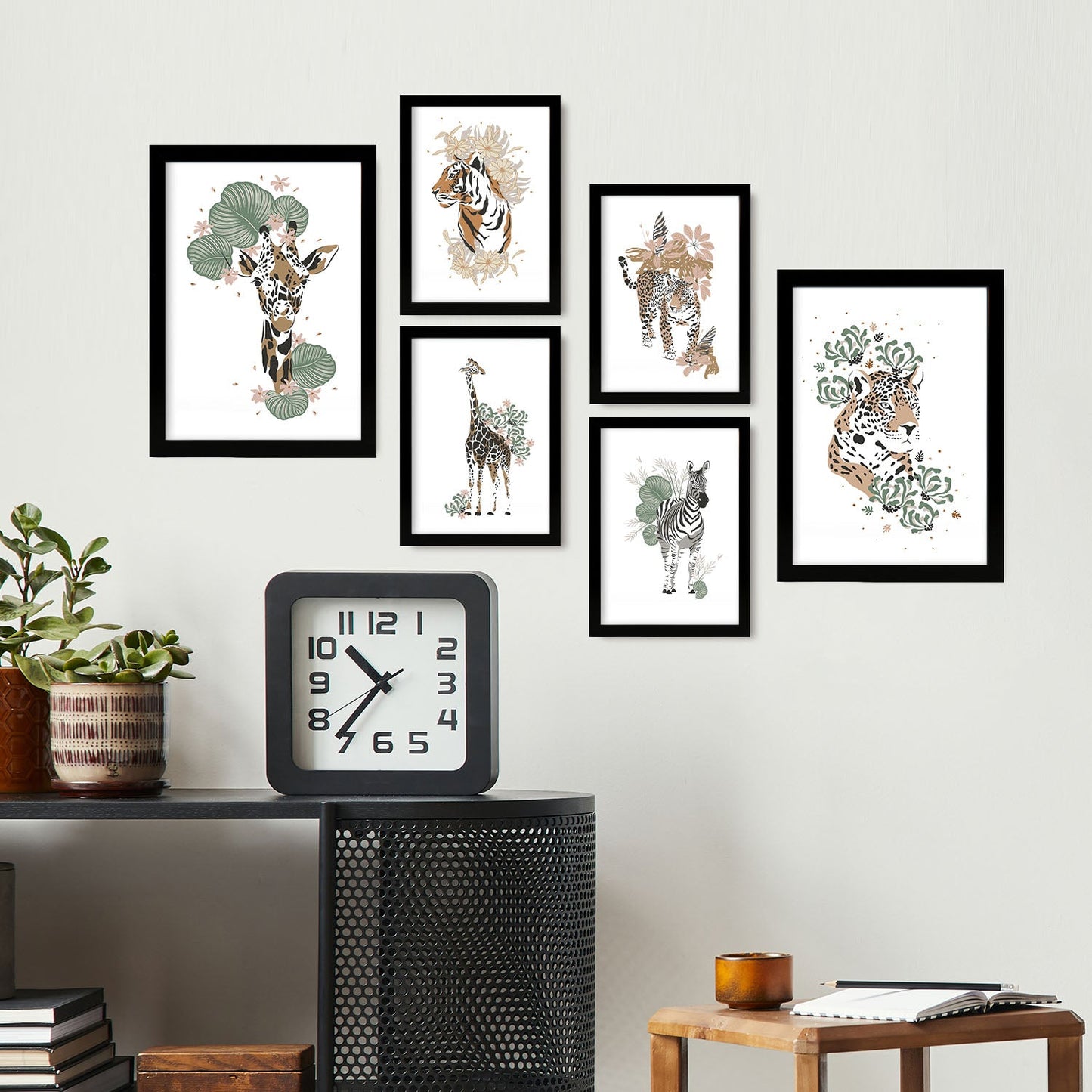 Nacnic animales selva. Aesthetic Wall Art Prints for Bedroom or Living Room Design.
