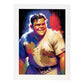 Nacnic Babe Ruth sonriendo Pixar Style Dynamic Figurs Drawing. Estampados de arte de pared estético para el diseño de dormitorio o sala de estar.-Artwork-Nacnic-A4-Marco Blanco-Nacnic Estudio SL