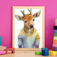 Nacnic Baby Baby Renoeer Becerro sobre fondo blanco sonriendo con Weari. Estampados de arte de pared estético para el diseño de dormitorio o sala de estar.-Artwork-Nacnic-Nacnic Estudio SL
