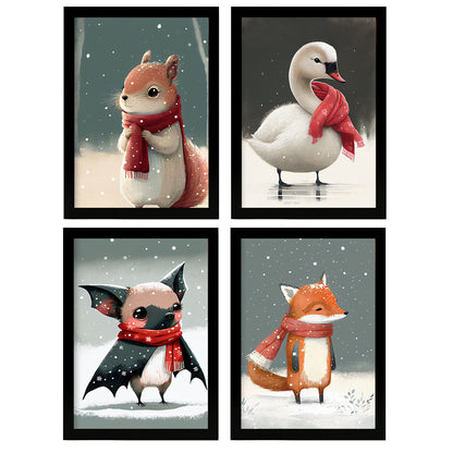 Nacnic Baby Bat Fox Squirrel Swan Animales. Estampados de arte de pared estético para el diseño de dormitorio o sala de estar-Artwork-Nacnic-A4-Sin marco-Nacnic Estudio SL