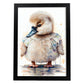 Nacnic baby cygnet sobre fondo blanco sonriendo con algo. Estampados de arte de pared estético para el diseño de dormitorio o sala de estar.-Artwork-Nacnic-A4-Sin marco-Nacnic Estudio SL