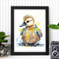 Nacnic Baby Gosling sobre fondo blanco sonriendo con SOM. Estampados de arte de pared estético para el diseño de dormitorio o sala de estar.-Artwork-Nacnic-Nacnic Estudio SL