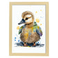 Nacnic Baby Gosling sobre fondo blanco sonriendo con SOM. Estampados de arte de pared estético para el diseño de dormitorio o sala de estar.-Artwork-Nacnic-A4-Marco Madera clara-Nacnic Estudio SL