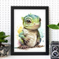 Nacnic baby iguana schatling sobre fondo blanco sonriendo nosotros. Estampados de arte de pared estético para el diseño de dormitorio o sala de estar.-Artwork-Nacnic-Nacnic Estudio SL