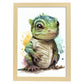 Nacnic baby iguana schatling sobre fondo blanco sonriendo nosotros. Estampados de arte de pared estético para el diseño de dormitorio o sala de estar.-Artwork-Nacnic-A4-Marco Madera clara-Nacnic Estudio SL