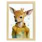 Nacnic Baby Seckel Fawn sobre fondo blanco sonriendo. Estampados de arte de pared estético para el diseño de dormitorio o sala de estar.-Artwork-Nacnic-A4-Marco Madera clara-Nacnic Estudio SL