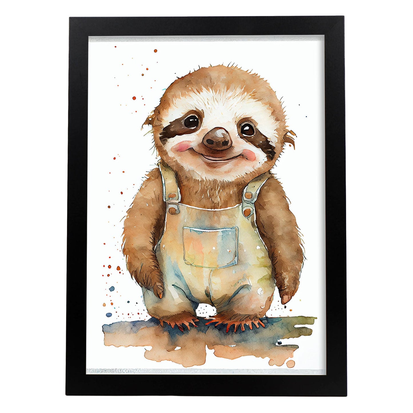 Nacnic Baby Sloth Baby sobre fondo blanco sonriendo. Estampados de arte de pared estético para el diseño de dormitorio o sala de estar.-Artwork-Nacnic-A4-Sin marco-Nacnic Estudio SL