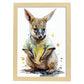 Nacnic Baby Wallaby Joey sobre fondo blanco sonriendo con Wearin. Estampados de arte de pared estético para el diseño de dormitorio o sala de estar.-Artwork-Nacnic-A4-Marco Madera clara-Nacnic Estudio SL