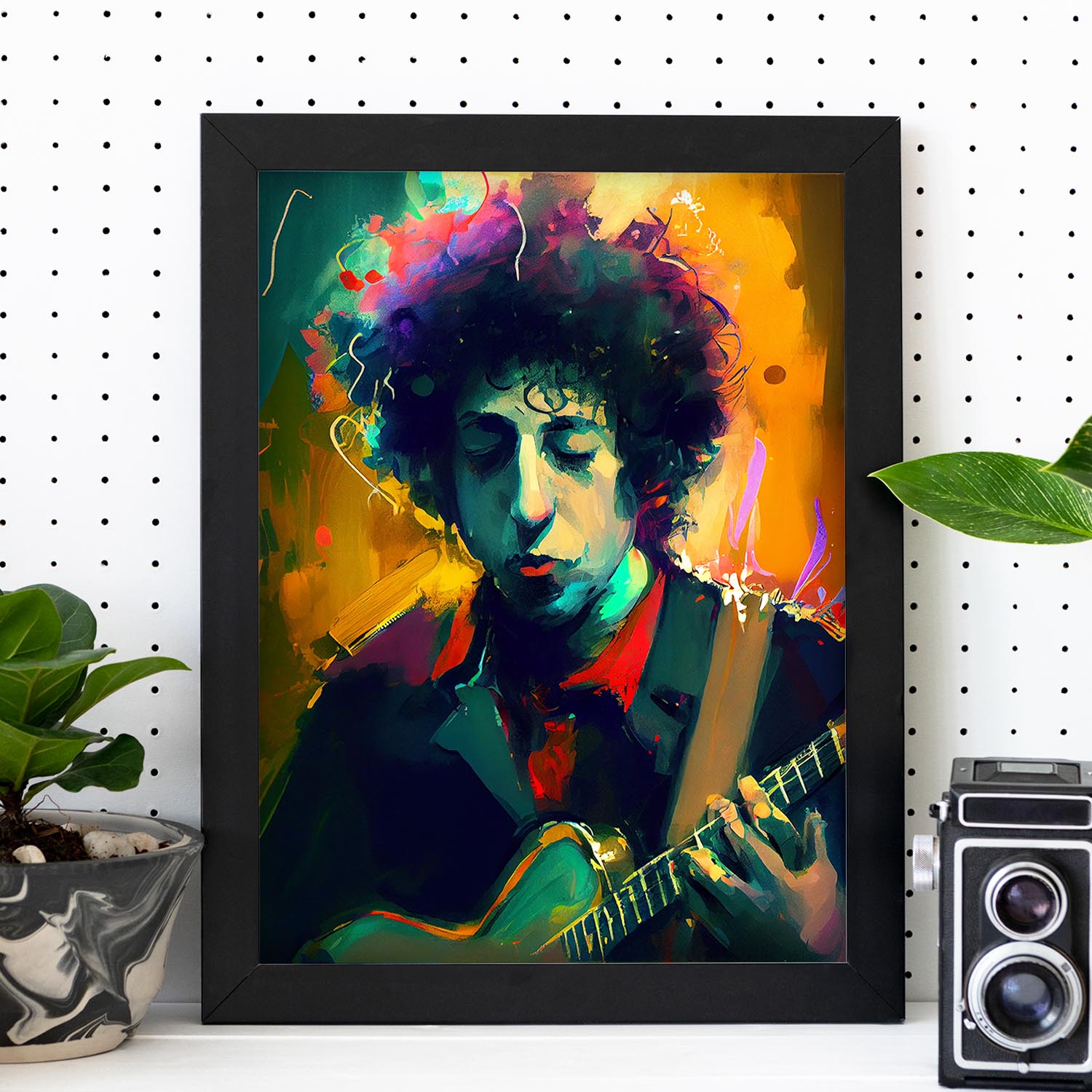 Nacnic Bob Dylan Palying The Guitar Pixar Style Dynamic Fig. Estampados de arte de pared estético para el diseño de dormitorio o sala de estar.-Artwork-Nacnic-Nacnic Estudio SL