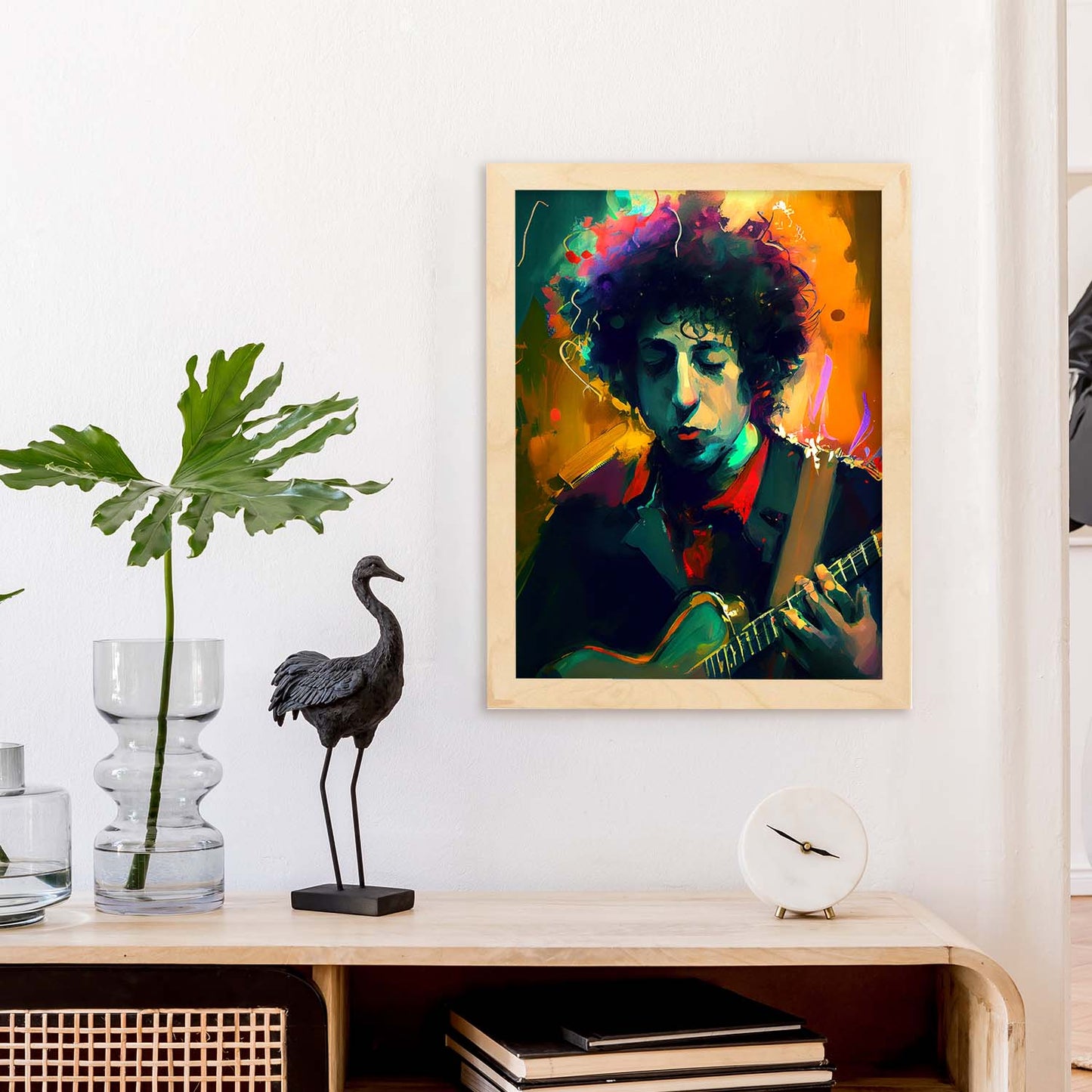 Nacnic Bob Dylan Palying The Guitar Pixar Style Dynamic Fig. Estampados de arte de pared estético para el diseño de dormitorio o sala de estar.-Artwork-Nacnic-Nacnic Estudio SL