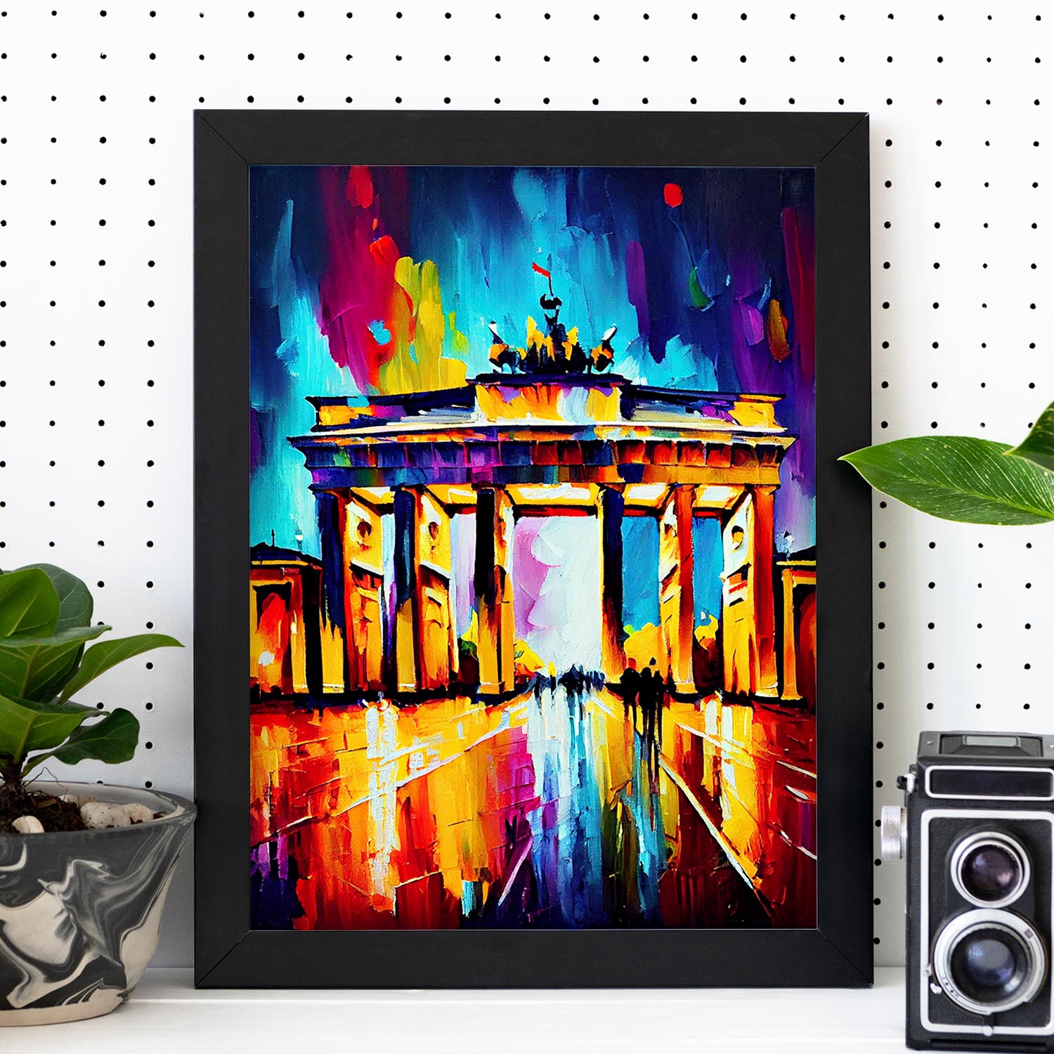 Nacnic Brandenburg Gate Berlin Alemania Pintura al óleo del pincel s. Estampados de arte de pared estético para el diseño de dormitorio o sala de estar.-Artwork-Nacnic-Nacnic Estudio SL