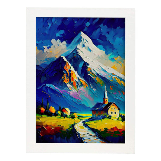 Nacnic Broad Peak Pinte Pintura al óleo Stropkes Colorful Happ. Estampados de arte de pared estético para el diseño de dormitorio o sala de estar.-Artwork-Nacnic-A4-Marco Blanco-Nacnic Estudio SL
