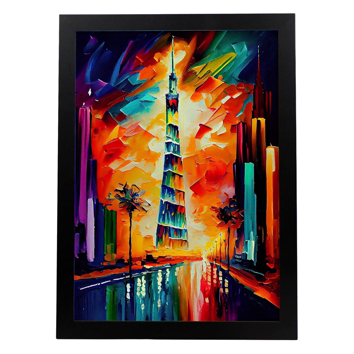 Nacnic Burj Khalifa Dubai Uae Pintura al óleo Strokes co. Estampados de arte de pared estético para el diseño de dormitorio o sala de estar.-Artwork-Nacnic-A4-Sin marco-Nacnic Estudio SL