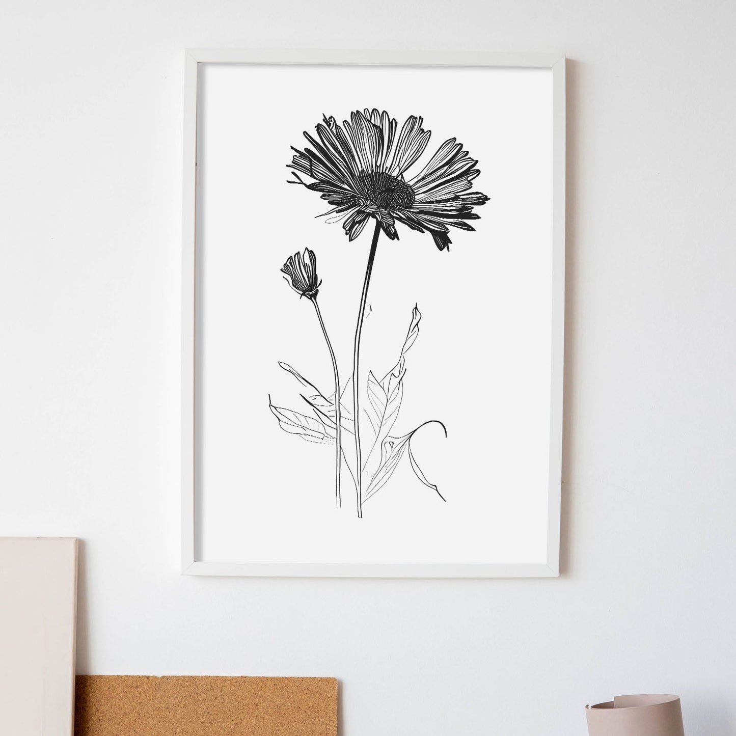 Nacnic Laminas de Calendula Minimalista en Linea Artística Aestética