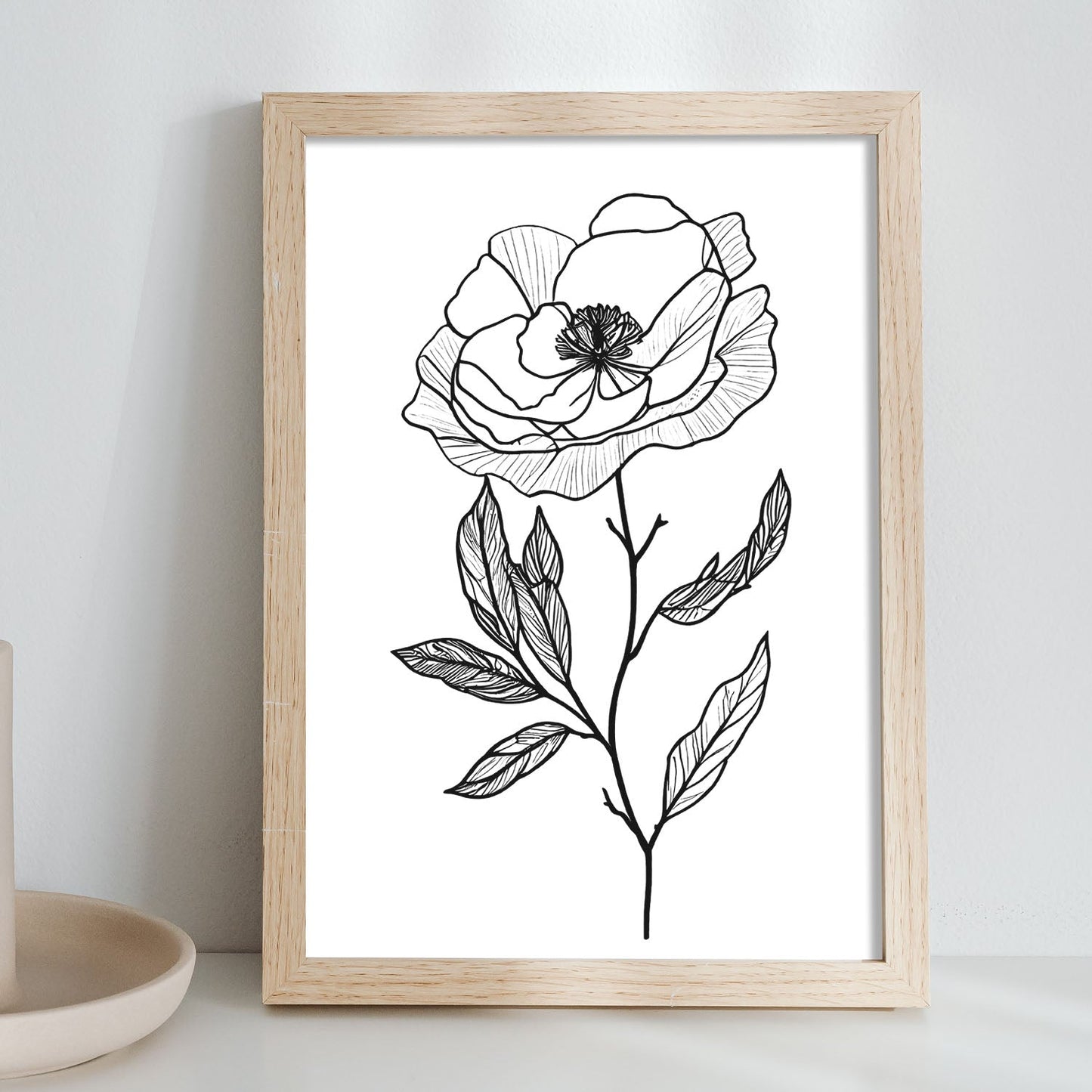 Nacnic Camellia Minimalist Line Art_3. Aesthetic Wall Art Prints for Bedroom or Living Room Design.