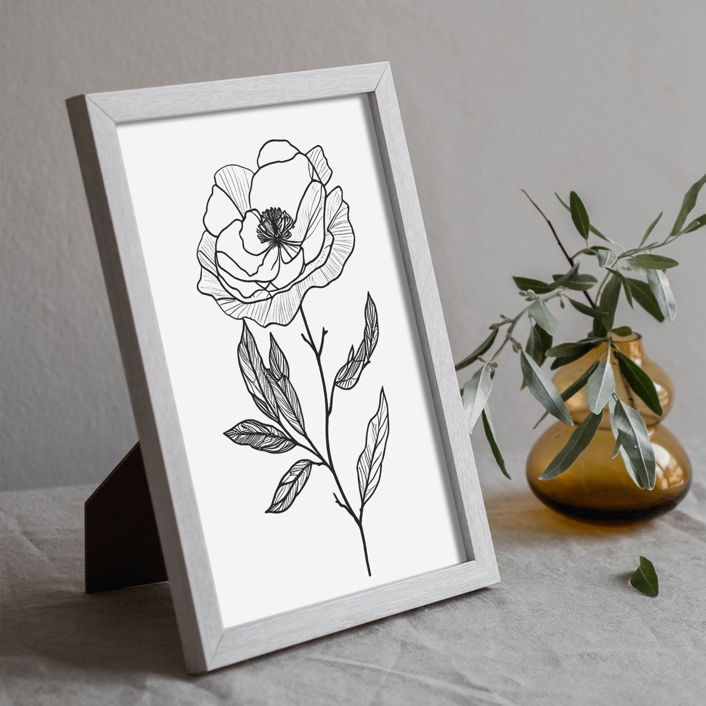 Nacnic Camellia Minimalist Line Art_3. Aesthetic Wall Art Prints for Bedroom or Living Room Design.