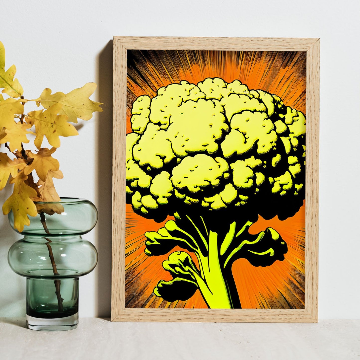 Nacnic Cauliflower Pop Art. Aesthetic Wall Art Prints for Bedroom or Living Room Design.