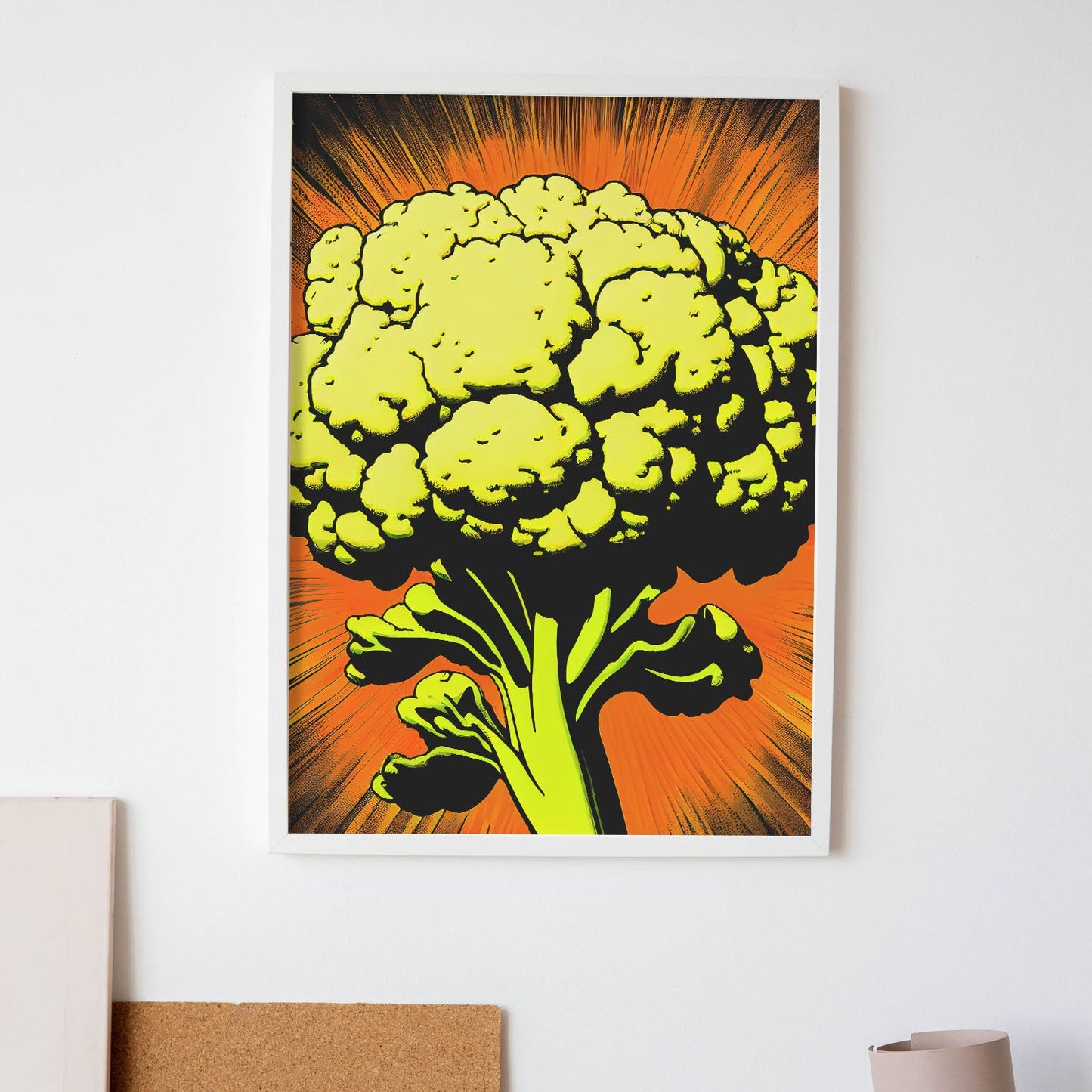 Nacnic Cauliflower Pop Art. Aesthetic Wall Art Prints for Bedroom or Living Room Design.