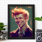 Nacnic David Bowie sonriendo a la figura dinámica de estilo Pixar Drawi. Estampados de arte de pared estético para el diseño de dormitorio o sala de estar.-Artwork-Nacnic-Nacnic Estudio SL