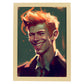Nacnic David Bowie sonriendo a la figura dinámica de estilo Pixar Drawi. Estampados de arte de pared estético para el diseño de dormitorio o sala de estar.-Artwork-Nacnic-A4-Marco Madera clara-Nacnic Estudio SL