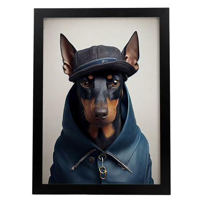 Nacnic Doberman Pinscher disfrazado de humano. Estampados de arte de pared estético para el diseño de dormitorio o sala de estar.-Artwork-Nacnic-A4-Sin marco-Nacnic Estudio SL