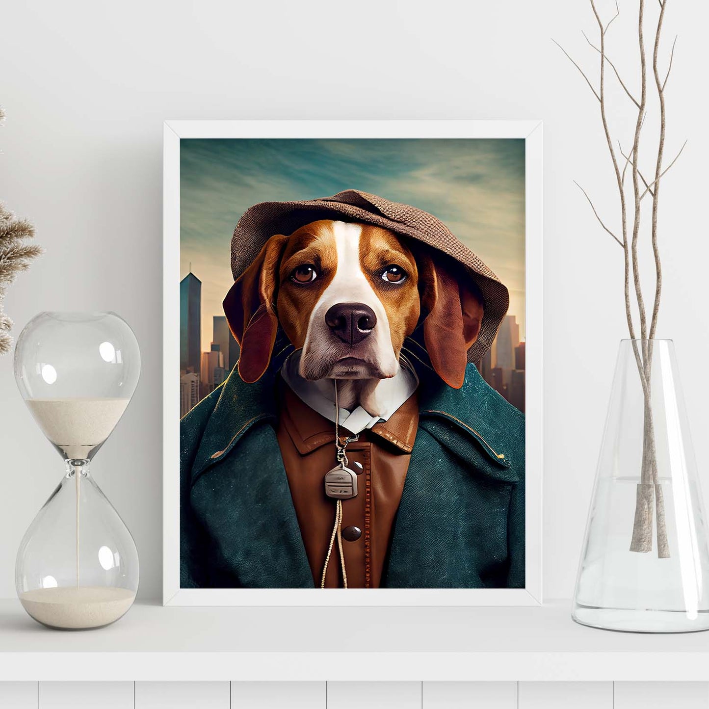 Nacnic Dog Beagle vestido con accesorios de ropa humana. Estampados de arte de pared estético para el diseño de dormitorio o sala de estar.-Artwork-Nacnic-Nacnic Estudio SL