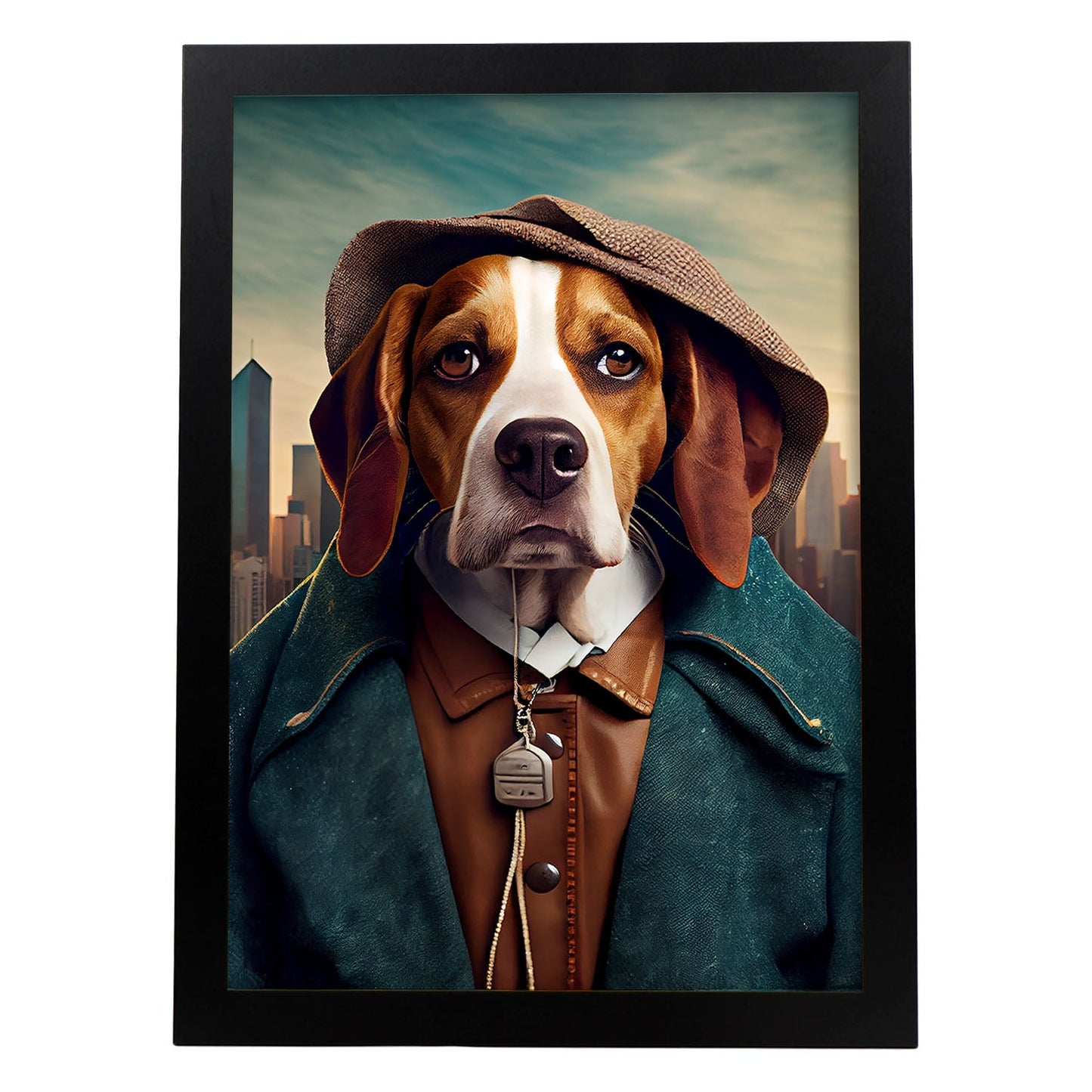 Nacnic Dog Beagle vestido con accesorios de ropa humana. Estampados de arte de pared estético para el diseño de dormitorio o sala de estar.-Artwork-Nacnic-A4-Sin marco-Nacnic Estudio SL