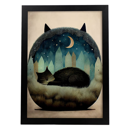 Nacnic Dreing Dreing Fluffy Cat Precisionism Style Whim. Estampados de arte de pared estético para el diseño de dormitorio o sala de estar.-Artwork-Nacnic-A4-Sin marco-Nacnic Estudio SL