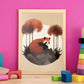 Nacnic Dreing Dreing Fluffy Red Panda Precisionism. Estampados de arte de pared estético para el diseño de dormitorio o sala de estar.-Artwork-Nacnic-Nacnic Estudio SL