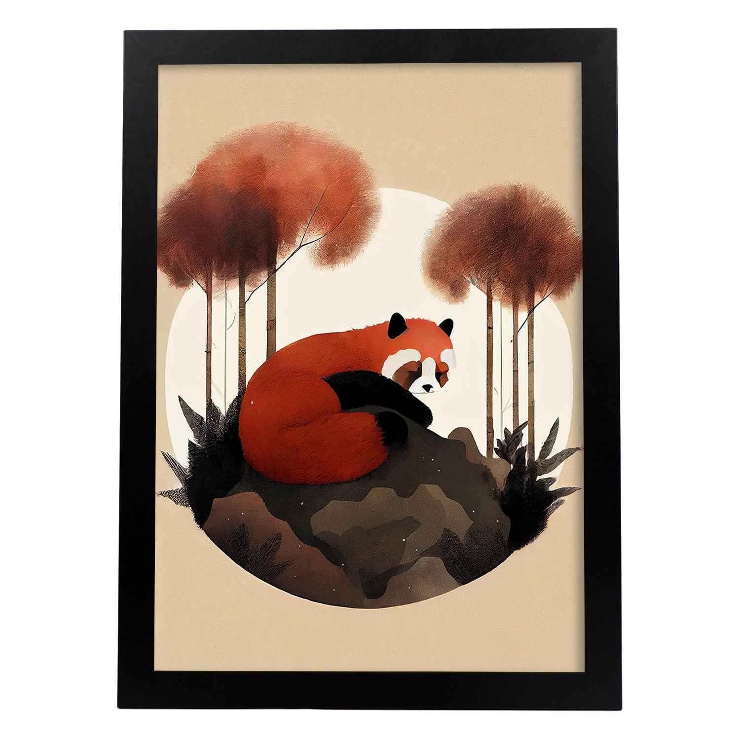 Nacnic Dreing Dreing Fluffy Red Panda Precisionism. Estampados de arte de pared estético para el diseño de dormitorio o sala de estar.-Artwork-Nacnic-A4-Sin marco-Nacnic Estudio SL