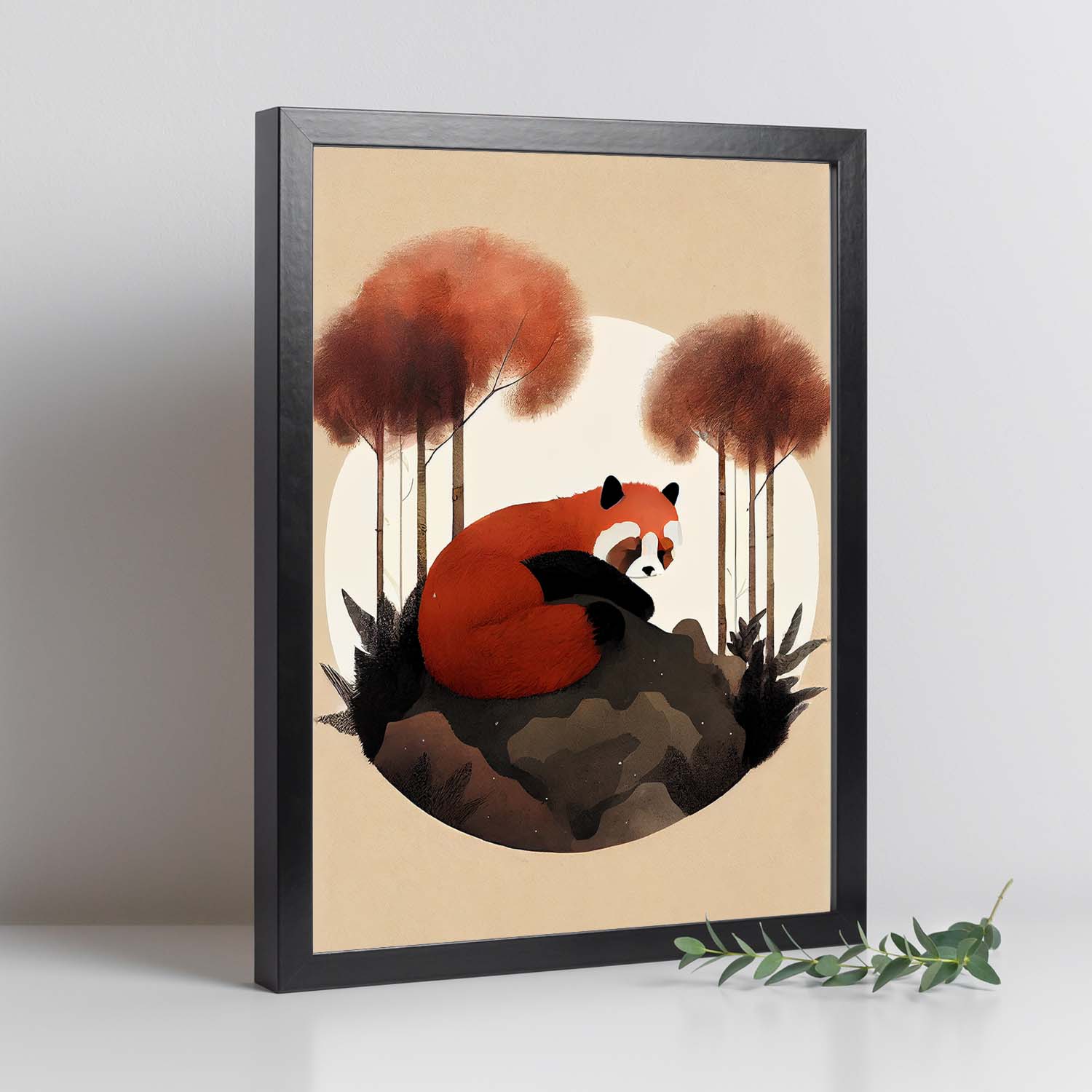 Nacnic Dreing Dreing Fluffy Red Panda Precisionism. Estampados de arte de pared estético para el diseño de dormitorio o sala de estar.-Artwork-Nacnic-Nacnic Estudio SL