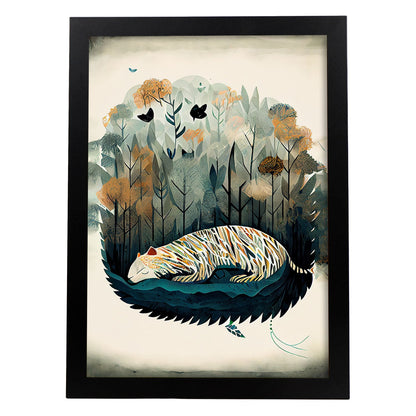 Nacnic Dreing Dreing Fluffy Tiger Precisionism Style. Estampados de arte de pared estético para el diseño de dormitorio o sala de estar.-Artwork-Nacnic-A4-Sin marco-Nacnic Estudio SL