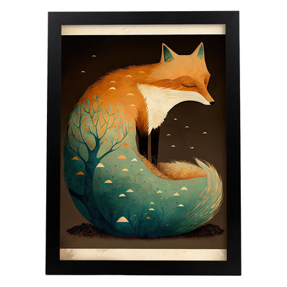Nacnic Durming Fluffy Fox Precisionism Style Whim. Estampados de arte de pared estético para el diseño de dormitorio o sala de estar.-Artwork-Nacnic-A4-Sin marco-Nacnic Estudio SL