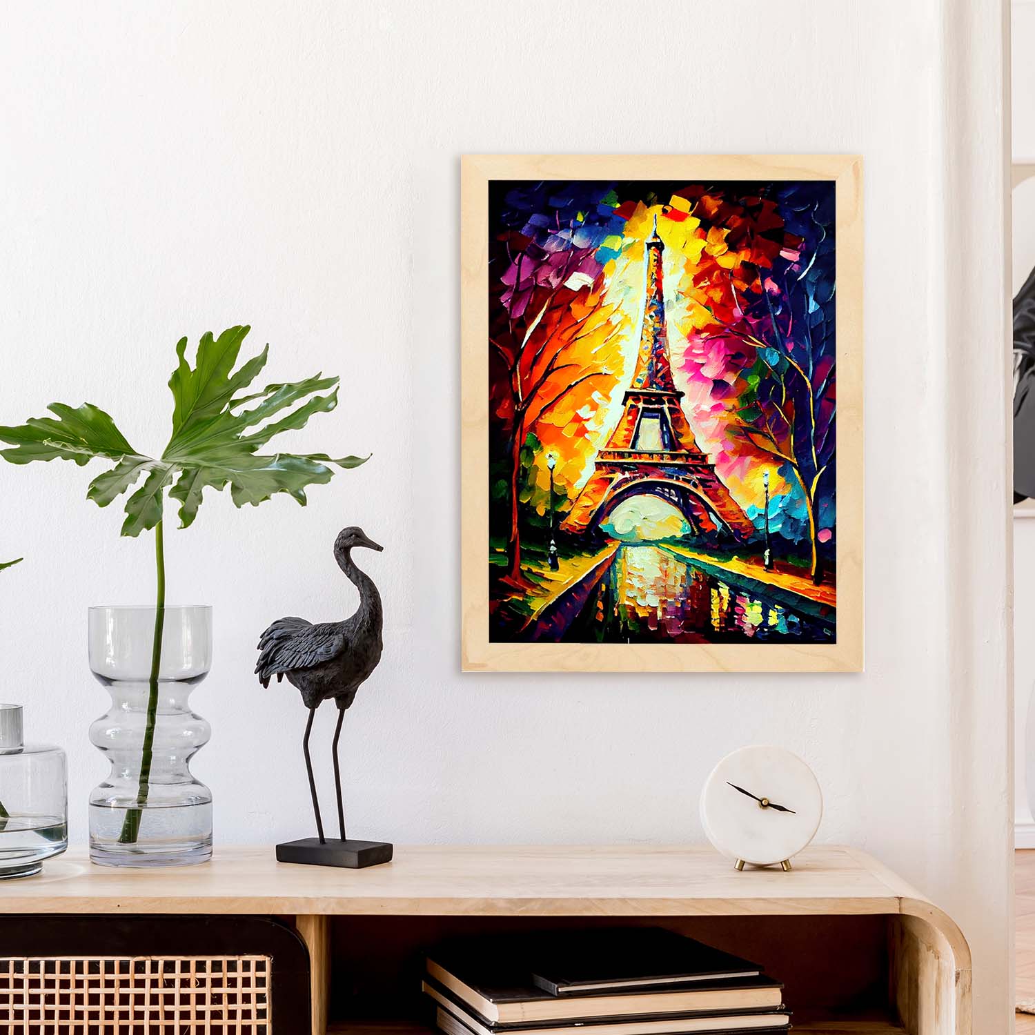 Nacnic Eiffel Tower Paris Francia Pintura al óleo de pinceladas. Estampados de arte de pared estético para el diseño de dormitorio o sala de estar.-Artwork-Nacnic-Nacnic Estudio SL