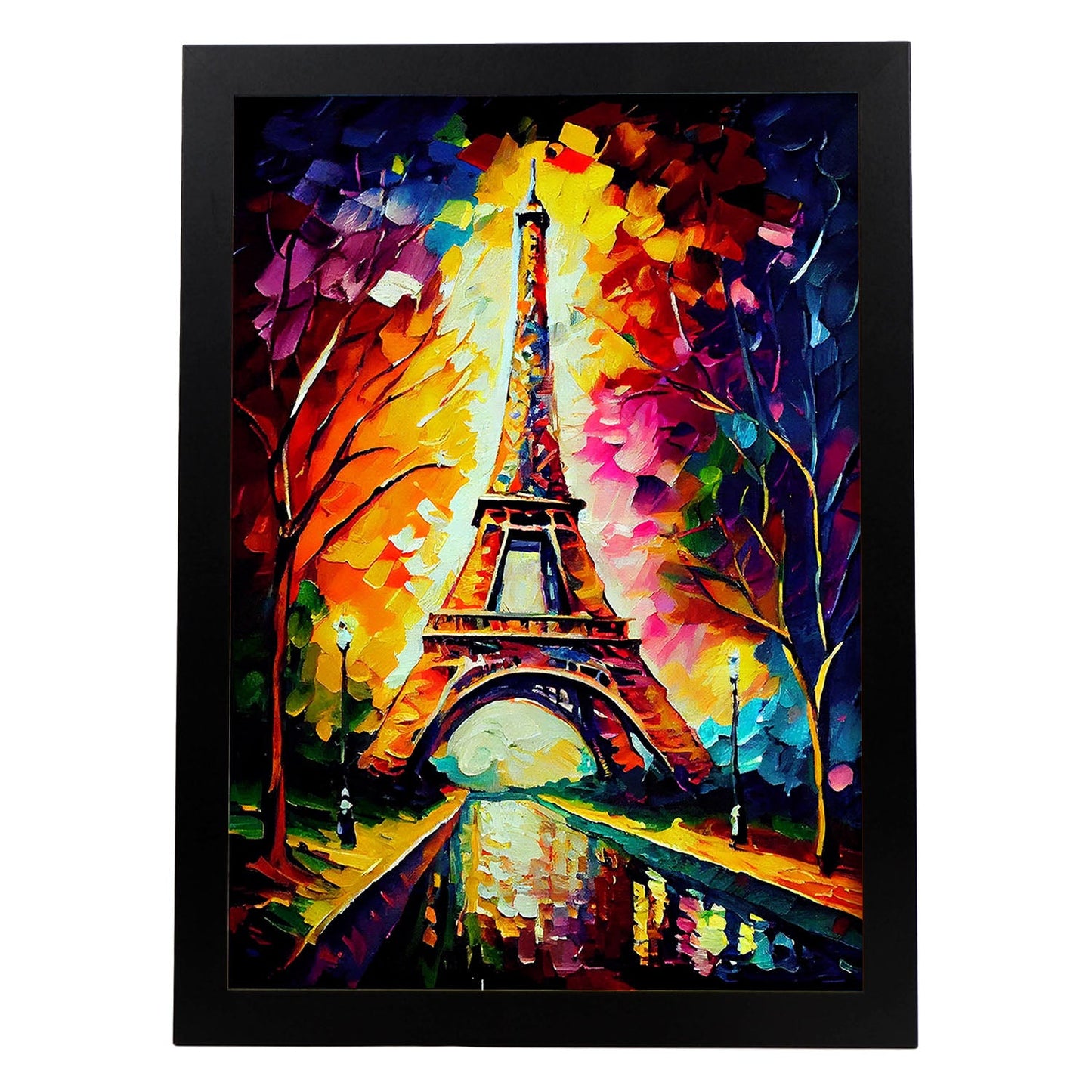 Nacnic Eiffel Tower Paris Francia Pintura al óleo de pinceladas. Estampados de arte de pared estético para el diseño de dormitorio o sala de estar.-Artwork-Nacnic-A4-Sin marco-Nacnic Estudio SL