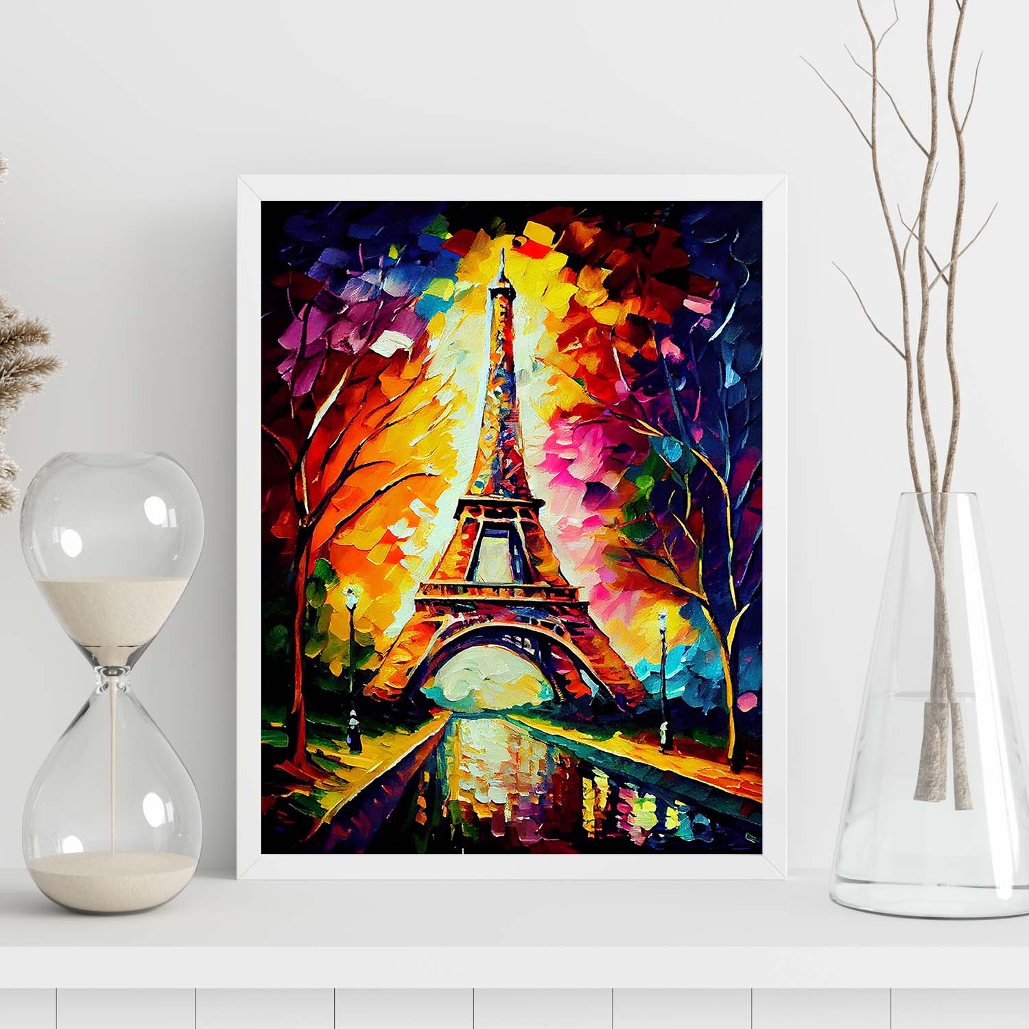 Nacnic Eiffel Tower Paris Francia Pintura al óleo de pinceladas. Estampados de arte de pared estético para el diseño de dormitorio o sala de estar.-Artwork-Nacnic-Nacnic Estudio SL