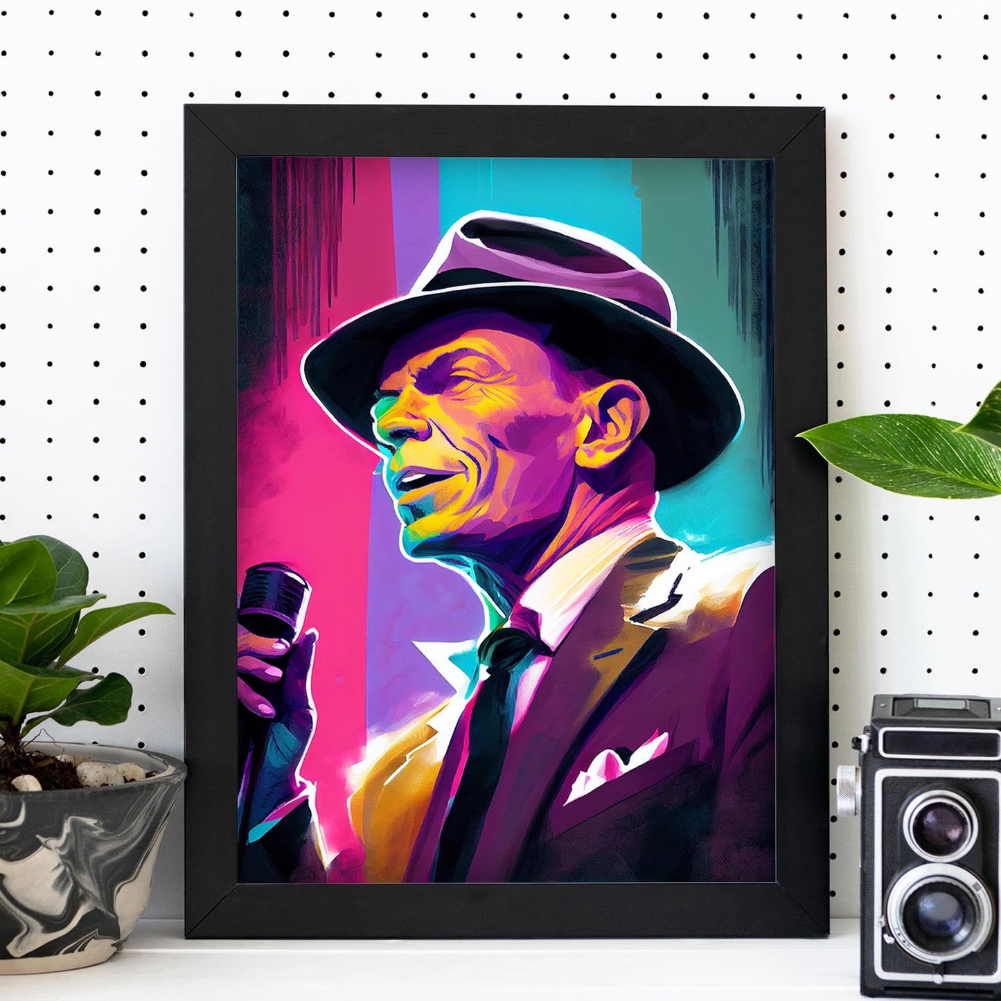 Nacnic Frank Sinatra Singing Pixar Style Dynamic Figura Dra. Estampados de arte de pared estético para el diseño de dormitorio o sala de estar.-Artwork-Nacnic-Nacnic Estudio SL