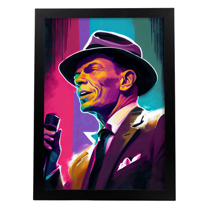 Nacnic Frank Sinatra Singing Pixar Style Dynamic Figura Dra. Estampados de arte de pared estético para el diseño de dormitorio o sala de estar.-Artwork-Nacnic-A4-Sin marco-Nacnic Estudio SL