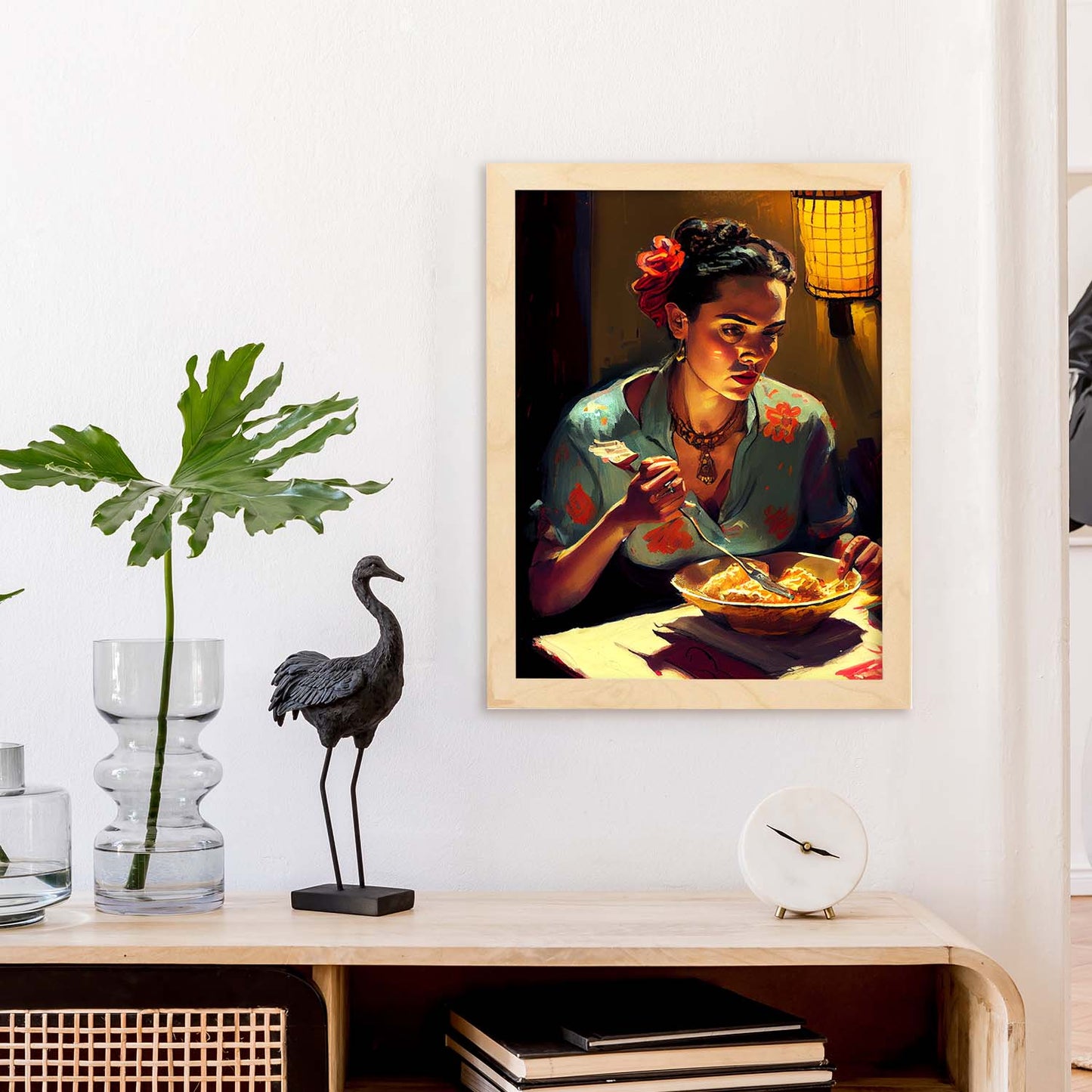 Nacnic frida kahlo comiendo arroz pixar estilo dinámico figura d. Estampados de arte de pared estético para el diseño de dormitorio o sala de estar.-Artwork-Nacnic-Nacnic Estudio SL