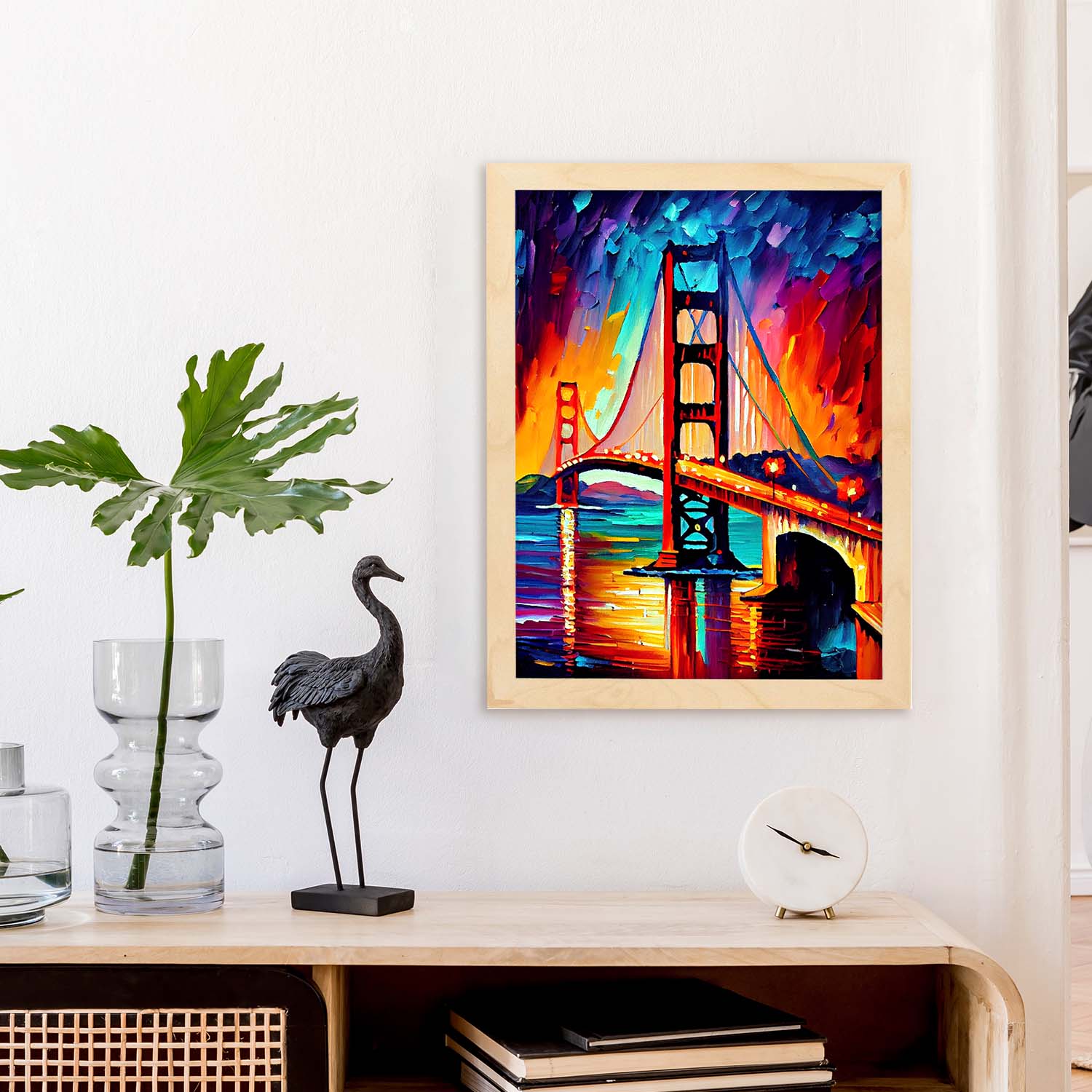 Nacnic Golden Gate Bridge San Fransisco California USA Oil. Estampados de arte de pared estético para el diseño de dormitorio o sala de estar.-Artwork-Nacnic-Nacnic Estudio SL
