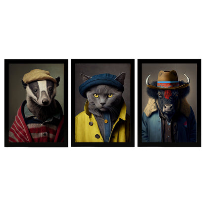 Nacnic Human Animal Badger Bison Chartreux. Estampados de arte de pared estético para el diseño de dormitorio o sala de estar-Artwork-Nacnic-A4-Sin marco-Nacnic Estudio SL