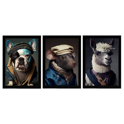 Nacnic Human Animal Bulldog Llama Rabit. Estampados de arte de pared estético para el diseño de dormitorio o sala de estar-Artwork-Nacnic-A4-Sin marco-Nacnic Estudio SL