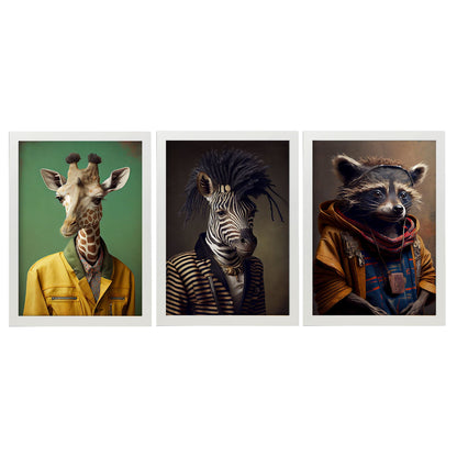 Nacnic Human Animal Giraffe RacCon Zebra. Estampados de arte de pared estético para el diseño de dormitorio o sala de estar-Artwork-Nacnic-A4-Marco Blanco-Nacnic Estudio SL